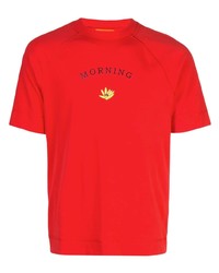 T-shirt girocollo stampata rossa di Angus Chiang