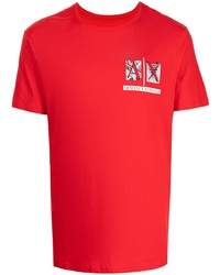 T-shirt girocollo stampata rossa di Armani Exchange