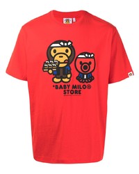 T-shirt girocollo stampata rossa di *BABY MILO® STORE BY *A BATHING APE®