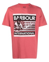 T-shirt girocollo stampata rossa di Barbour By Steve Mc Queen