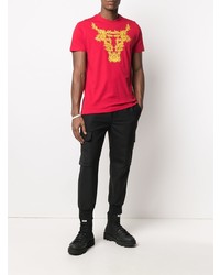 T-shirt girocollo stampata rossa di VERSACE JEANS COUTURE