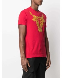 T-shirt girocollo stampata rossa di VERSACE JEANS COUTURE