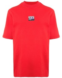 T-shirt girocollo stampata rossa di Boramy Viguier