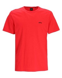 T-shirt girocollo stampata rossa di BOSS