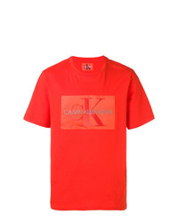 T-shirt girocollo stampata rossa di Calvin Klein Jeans