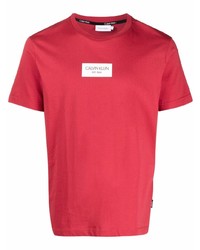 T-shirt girocollo stampata rossa di Calvin Klein