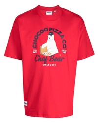 T-shirt girocollo stampata rossa di Chocoolate