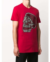 T-shirt girocollo stampata rossa di Philipp Plein