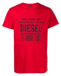T-shirt girocollo stampata rossa di Diesel