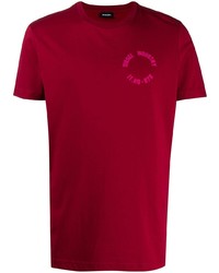 T-shirt girocollo stampata rossa di Diesel