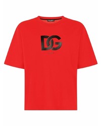 T-shirt girocollo stampata rossa di Dolce & Gabbana