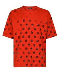 T-shirt girocollo stampata rossa di Dolce & Gabbana