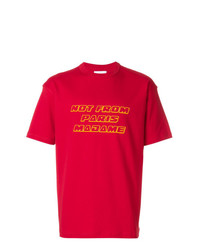 T-shirt girocollo stampata rossa di Drôle De Monsieur