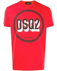 T-shirt girocollo stampata rossa di DSQUARED2