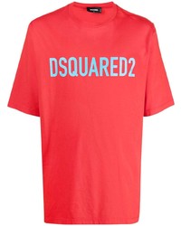 T-shirt girocollo stampata rossa di DSQUARED2