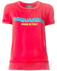 T-shirt girocollo stampata rossa di Dsquared2