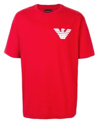 T-shirt girocollo stampata rossa di Emporio Armani