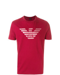 T-shirt girocollo stampata rossa di Emporio Armani