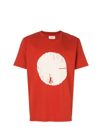 T-shirt girocollo stampata rossa di Folk