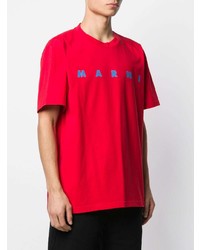 T-shirt girocollo stampata rossa di Marni