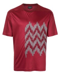T-shirt girocollo stampata rossa di Giorgio Armani