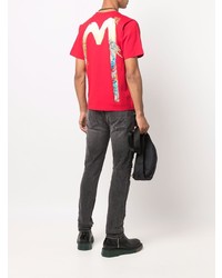 T-shirt girocollo stampata rossa di Evisu