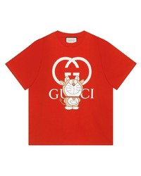 T-shirt girocollo stampata rossa di Gucci
