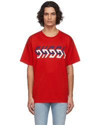 T-shirt girocollo stampata rossa di Gucci