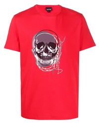 T-shirt girocollo stampata rossa di Just Cavalli