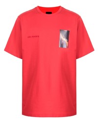 T-shirt girocollo stampata rossa di Juun.J