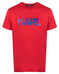 T-shirt girocollo stampata rossa di Karl Lagerfeld