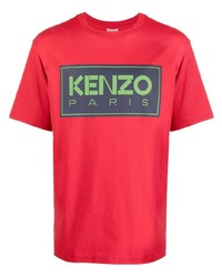 T-shirt girocollo stampata rossa di Kenzo