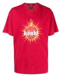 T-shirt girocollo stampata rossa di Ksubi