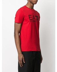 T-shirt girocollo stampata rossa di Ea7 Emporio Armani