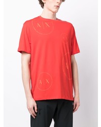 T-shirt girocollo stampata rossa di Armani Exchange