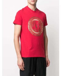 T-shirt girocollo stampata rossa di VERSACE JEANS COUTURE