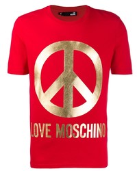 T-shirt girocollo stampata rossa di Love Moschino