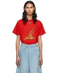 T-shirt girocollo stampata rossa di LU'U DAN