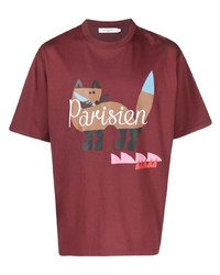 T-shirt girocollo stampata rossa di MAISON KITSUNÉ