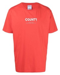 T-shirt girocollo stampata rossa di Marcelo Burlon County of Milan