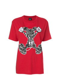 T-shirt girocollo stampata rossa di Marcelo Burlon County of Milan