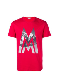 T-shirt girocollo stampata rossa di Moncler