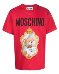 T-shirt girocollo stampata rossa di Moschino