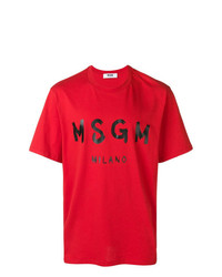 T-shirt girocollo stampata rossa di MSGM