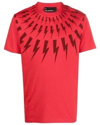 T-shirt girocollo stampata rossa di Neil Barrett