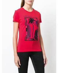 T-shirt girocollo stampata rossa di Versace Jeans