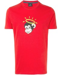 T-shirt girocollo stampata rossa di Paul Smith