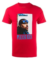 T-shirt girocollo stampata rossa di Pleasures