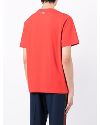 T-shirt girocollo stampata rossa di Lacoste