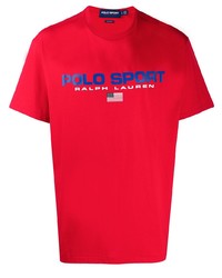 T-shirt girocollo stampata rossa di Polo Ralph Lauren